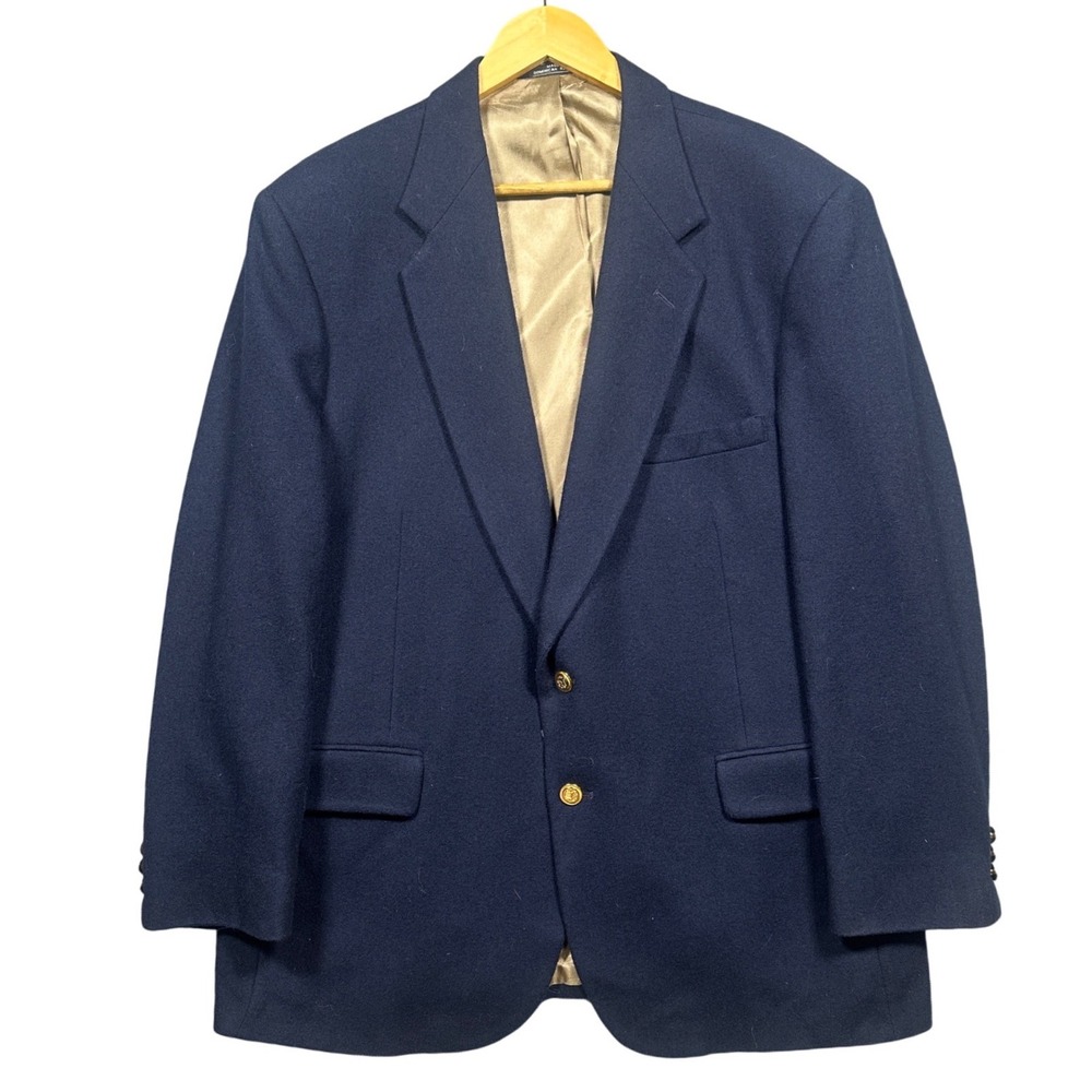 Stanley Blacker‎ Mens Navy Blue 100% Wool Blazer Sport Coat Gold Buttons 46R